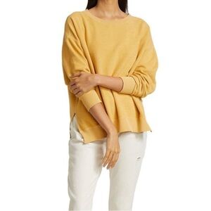 Frame Denim Side Slit Pullover Sweatshirt in Cornsilk XL